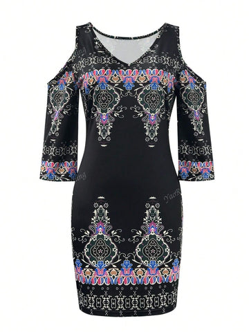 New Arrival Cold Shoulder Design Casual Commuting Women Dress, Autumn