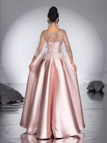 New Arrival Elegant Lace Shawl A-Line Evening Dress For Women