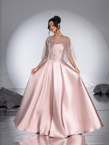 New Arrival Elegant Lace Shawl A-Line Evening Dress For Women