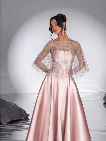 New Arrival Elegant Lace Shawl A-Line Evening Dress For Women