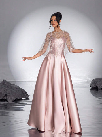 New Arrival Elegant Lace Shawl A-Line Evening Dress For Women