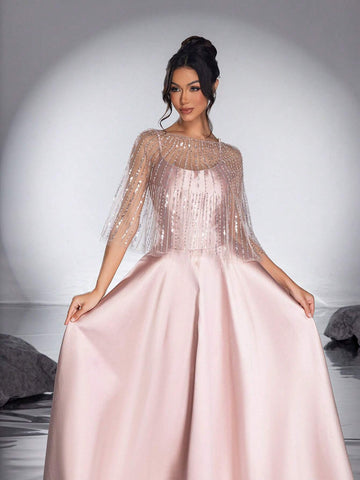 New Arrival Elegant Lace Shawl A-Line Evening Dress For Women