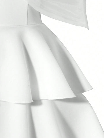 New Arrival Girls' Lovely Organza Bowknot Collar Layered Skirt Dress, Sibling Outfits Matching Outfits (3 Pieces Sold Separately)