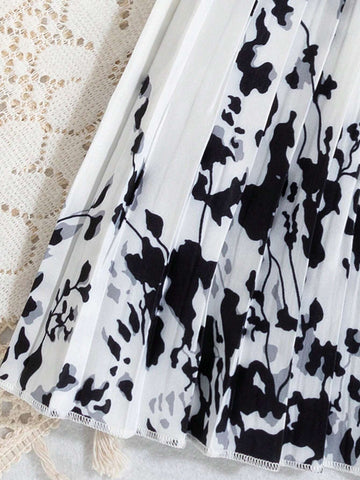 New Arrival Girls' Lovely Vitality White Pleated Long Dress For Daily Wear Sibling Outfits Mathing Outfits (3 Pieces Are Sold Separately)