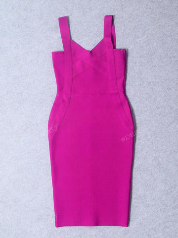 New Arrival Women Spaghetti Strap V-Neck Sleeveless Sexy Elegant Bandage Dress