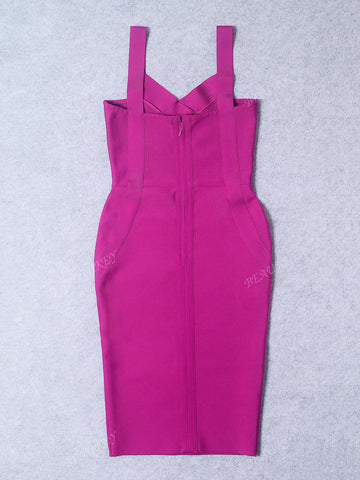 New Arrival Women Spaghetti Strap V-Neck Sleeveless Sexy Elegant Bandage Dress