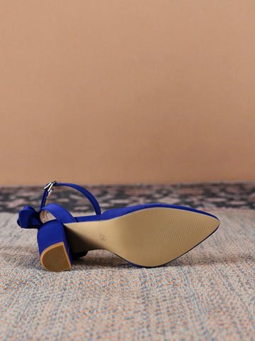 New Arrival Women's Bow Knot Decoration Chunky Heel Pointed Toe High Heels For Daily Wear