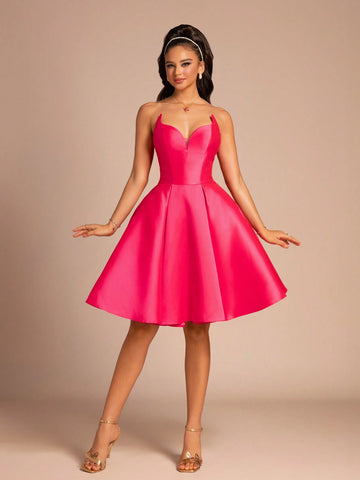 New Arrival Women's Fashionable Strapless Solid Color Backless Cross-Zipper Elegant Cocktail Dress For Parties