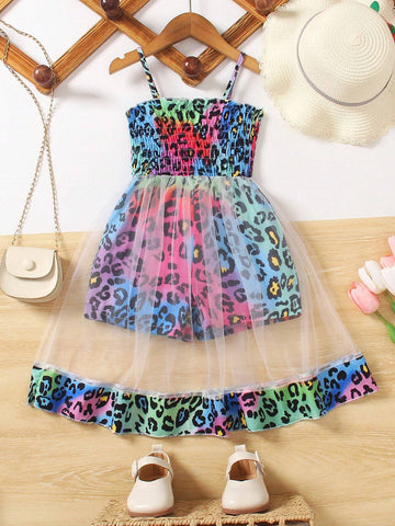 New Arrivals Girls Elegant Sweet Ditsy Floral Chiffon Patchwork Sling Dress For Summer