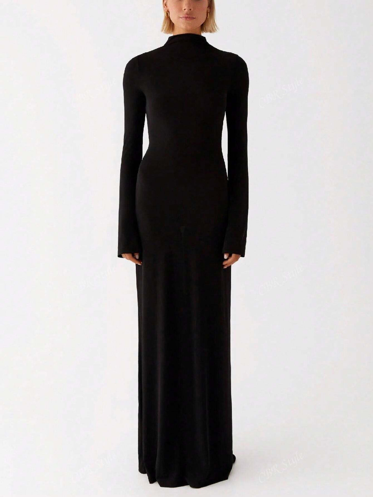 New Autumn/Winter Ladies Stand Collar Long Sleeve Luxury High-End Party Host Dress