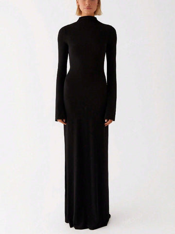 New Autumn/Winter Ladies Stand Collar Long Sleeve Luxury High-End Party Host Dress