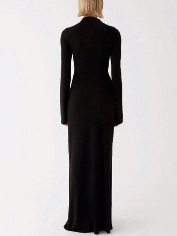 New Autumn/Winter Ladies Stand Collar Long Sleeve Luxury High-End Party Host Dress