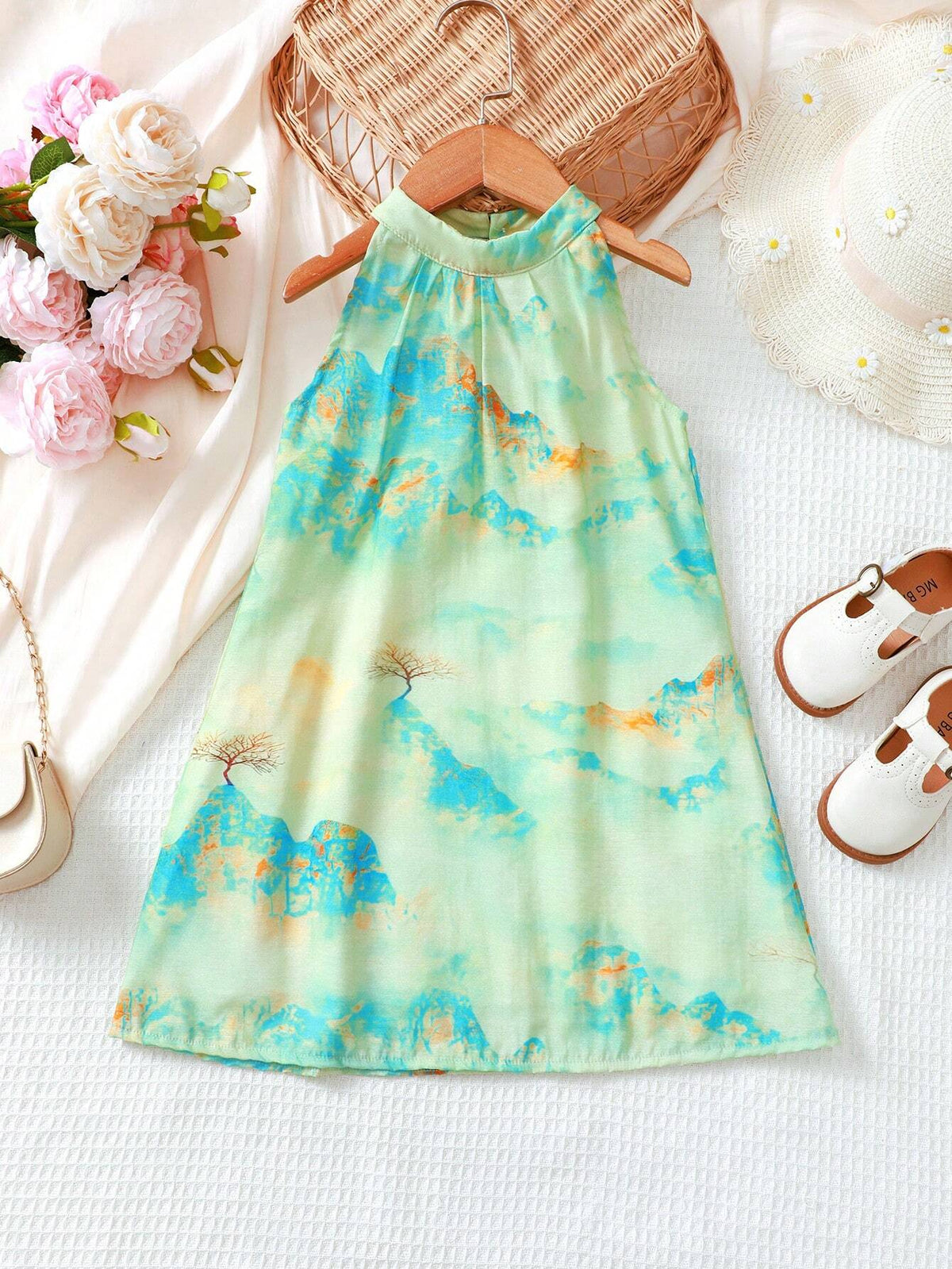 New Chinese Style Halter Neck Sleeveless Dress For Summer