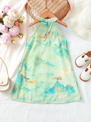 New Chinese Style Halter Neck Sleeveless Dress For Summer