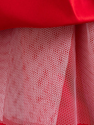 New Christmas Flower Girl Net Tulle Dress Red Stage Performance Dress Princess Gown For Young Girl