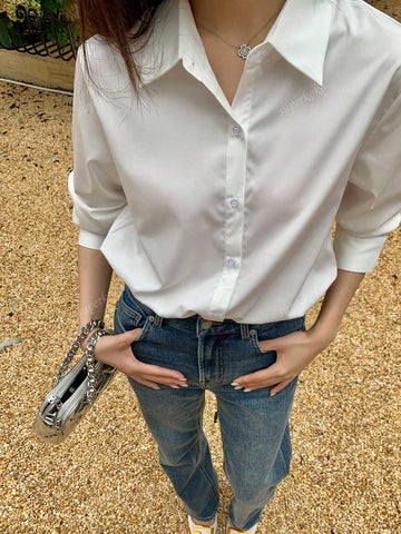 New Design Wrinkle-Resistant White Shirt For Women, Fashionable And Versatile, Autumn And Winter