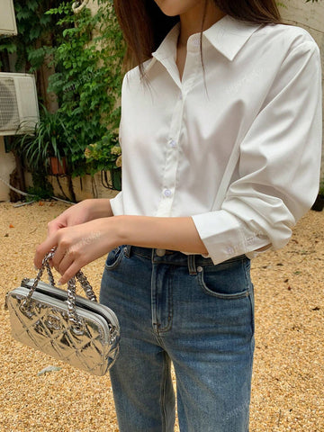 New Design Wrinkle-Resistant White Shirt For Women, Fashionable And Versatile, Autumn And Winter