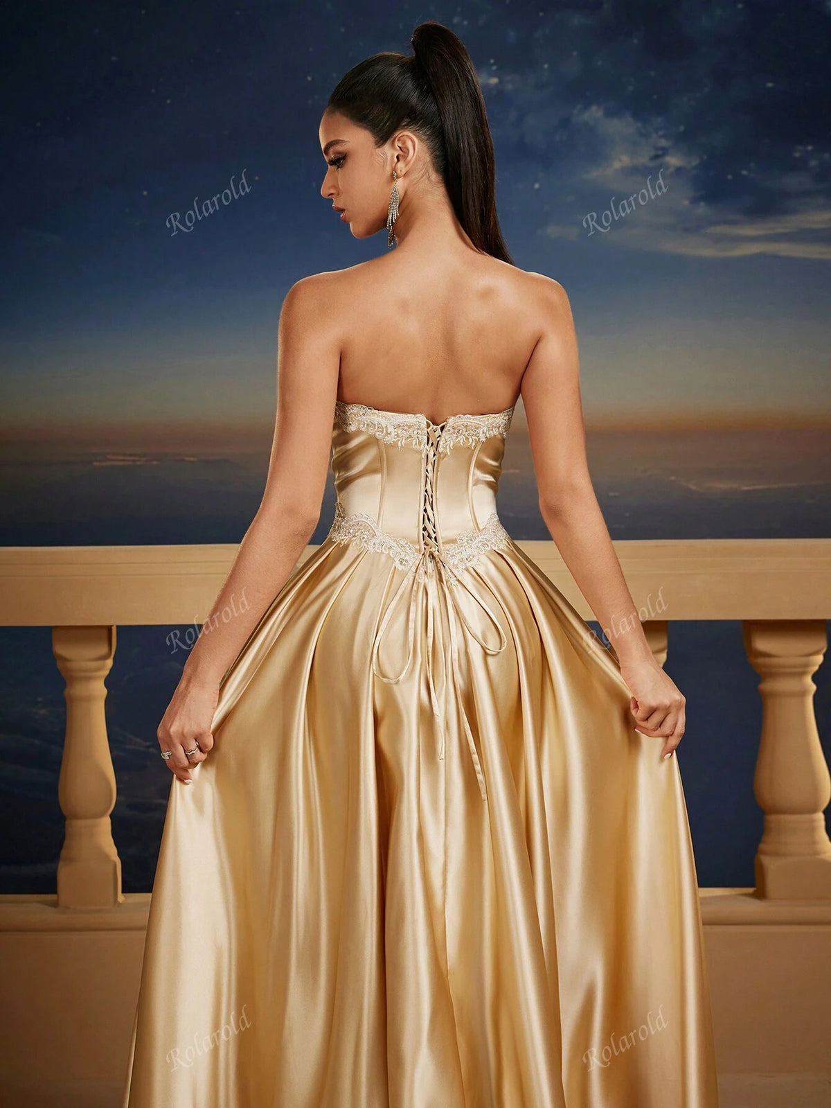 New Elegant & Graceful Strapless Cinched Waist Maxi A-Line Dress, Corset Bodice Design, Formal Evening Gown, Bridesmaid Dress
