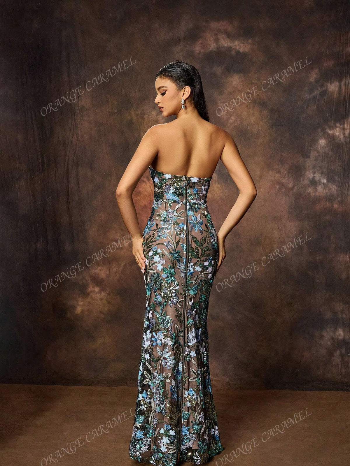 New Embroidered Sequined Sleeveless Open Shoulder Dress For Women, Wedding Event Dress