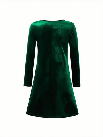New European & American Cross-Border Autumn/Winter Round Neck Long Sleeve Dress