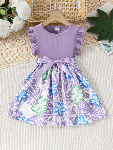 New Fashion Girls' Summer Dress, Cute Cartoon Beach Princess Dress With Straps