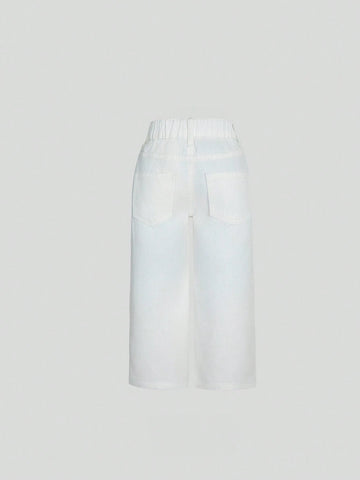 New Fashion Girls' (Toddler) Casual Printed Flower Pattern Straight-Leg Jeans, Water Washed