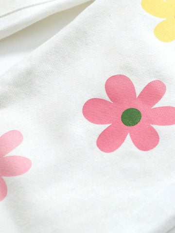 New Fashion Girls' (Toddler) Casual Printed Flower Pattern Straight-Leg Jeans, Water Washed