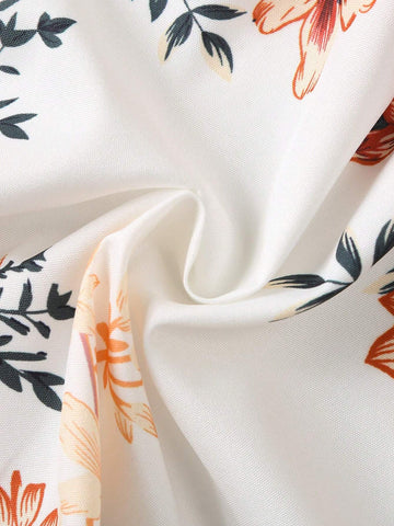 New Fashion Printed Floral Dress For Girls Aged 4-7, Casual Daily Wear, Spring/Summer
