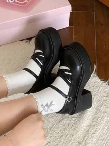 New Fashion Women High Heel Mary Jane Shoes, Sweet Lolita Style Retro Comfortable