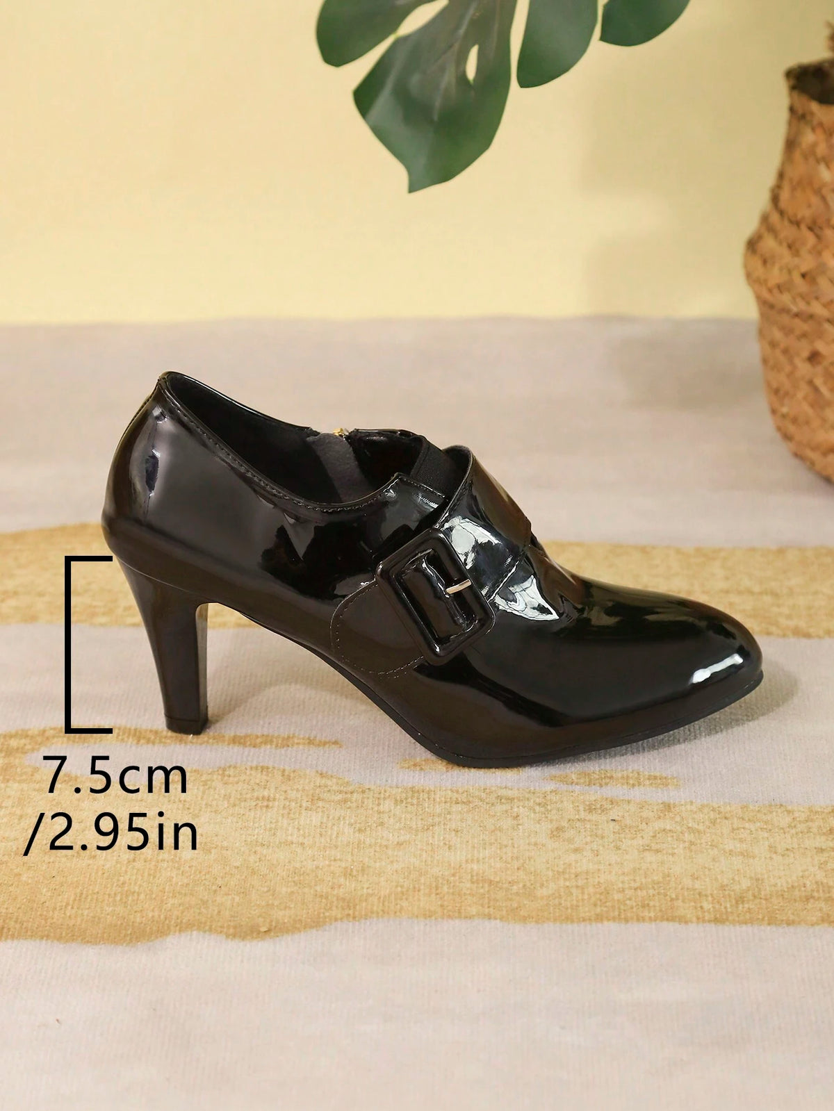 New Fashionable European And American Glossy Leather High Heel Pumps, Solid Color