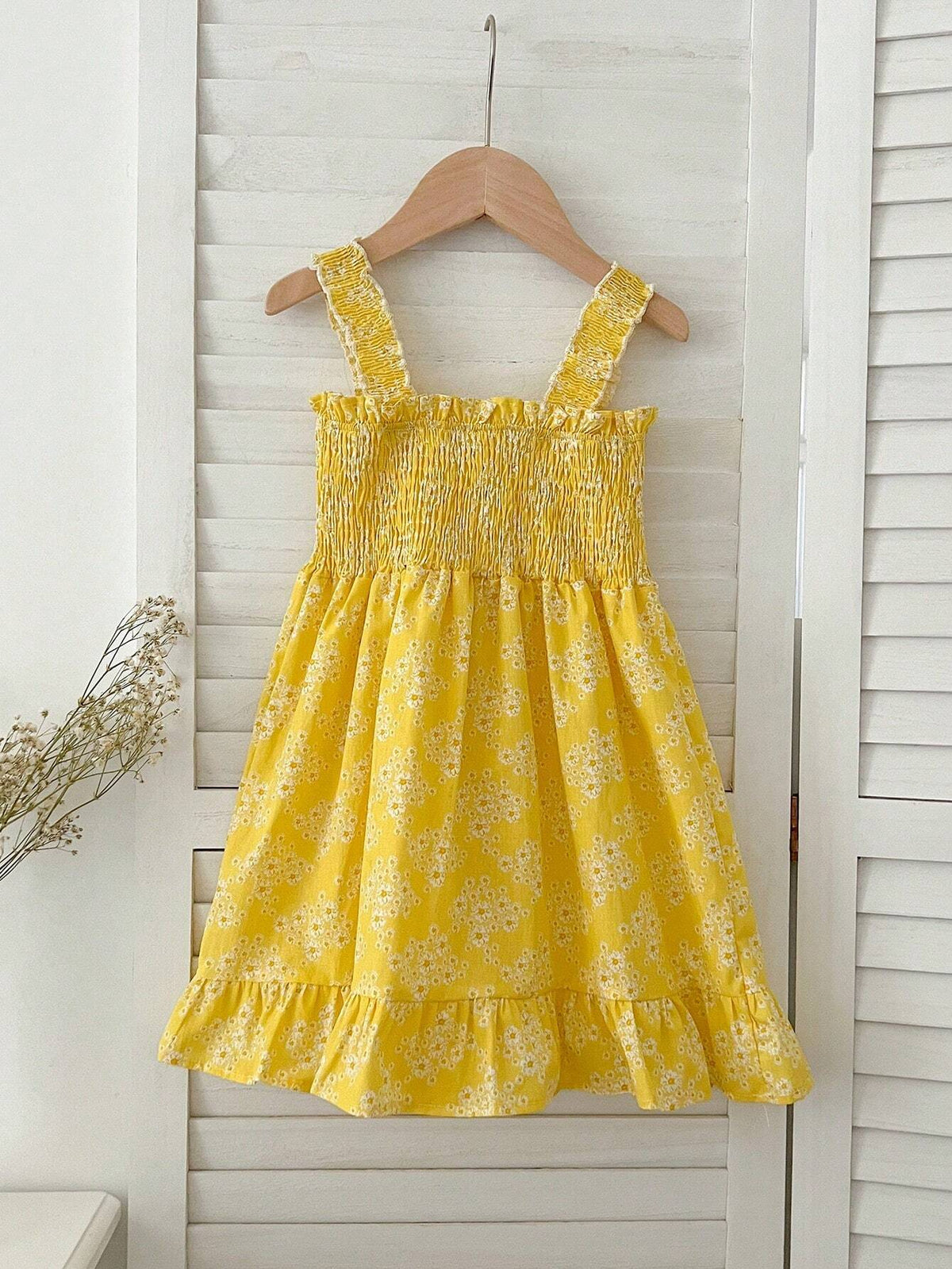 New Girl's Summer Spaghetti Strap Princess Dress With Country-Style Ditsy Floral