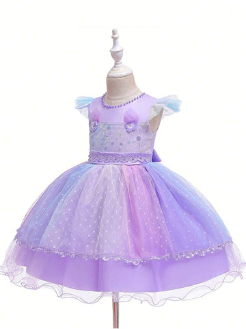 New Girls Unicorn Beaded Princess Dress, Children Party Costume For Halloween Cosplay Performance