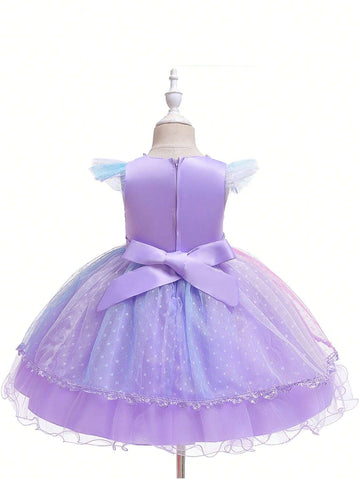 New Girls Unicorn Beaded Princess Dress, Children Party Costume For Halloween Cosplay Performance