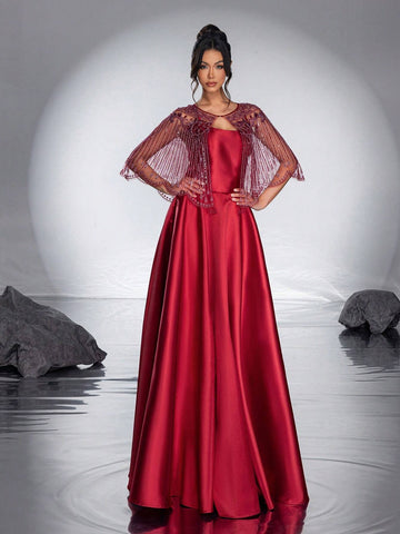 New Heavy Duty Shawl Elegant Elegant A-Line Evening Dress