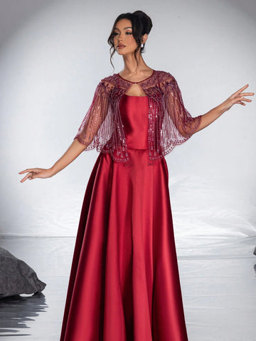 New Heavy Duty Shawl Elegant Elegant A-Line Evening Dress