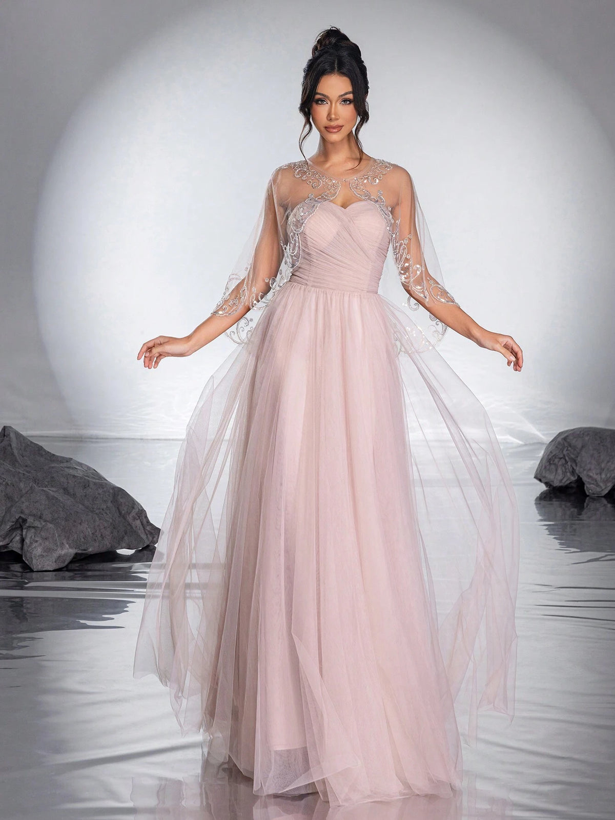 New High-End Elegant Shoulder Shawl Evening Dress Gown