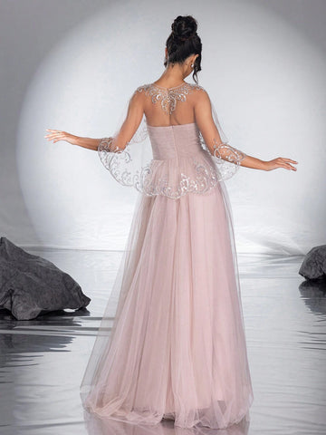 New High-End Elegant Shoulder Shawl Evening Dress Gown