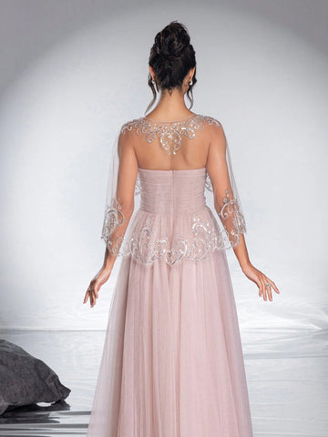 New High-End Elegant Shoulder Shawl Evening Dress Gown
