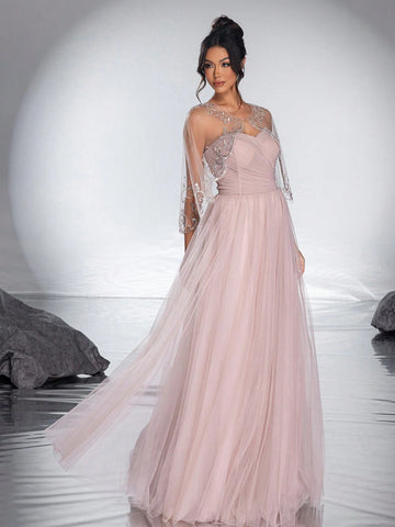 New High-End Elegant Shoulder Shawl Evening Dress Gown