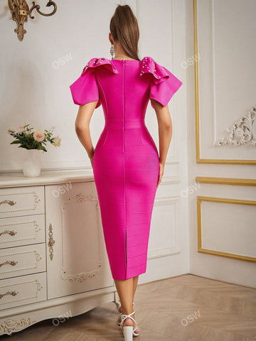 New Luxury Beaded High-Quality Long Dress, Sexy Striped Evening Gown, Flattering Silhouette, Elegant Ladies Evening Wear