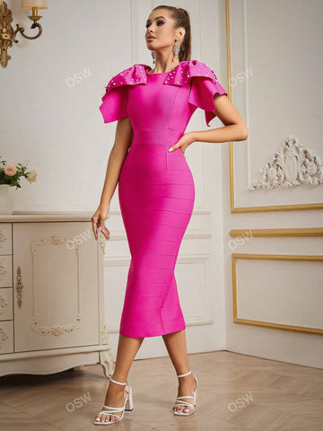 New Luxury Beaded High-Quality Long Dress, Sexy Striped Evening Gown, Flattering Silhouette, Elegant Ladies Evening Wear