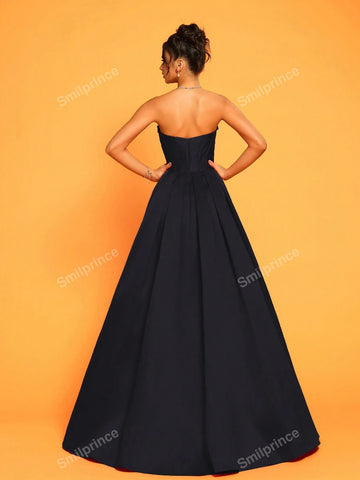 New Luxury High-Slit Strapless High-End Exclusive Party Evening Gown