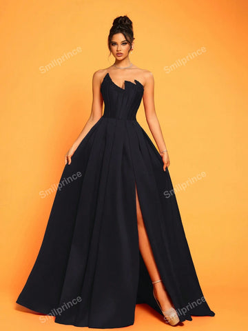 New Luxury High-Slit Strapless High-End Exclusive Party Evening Gown
