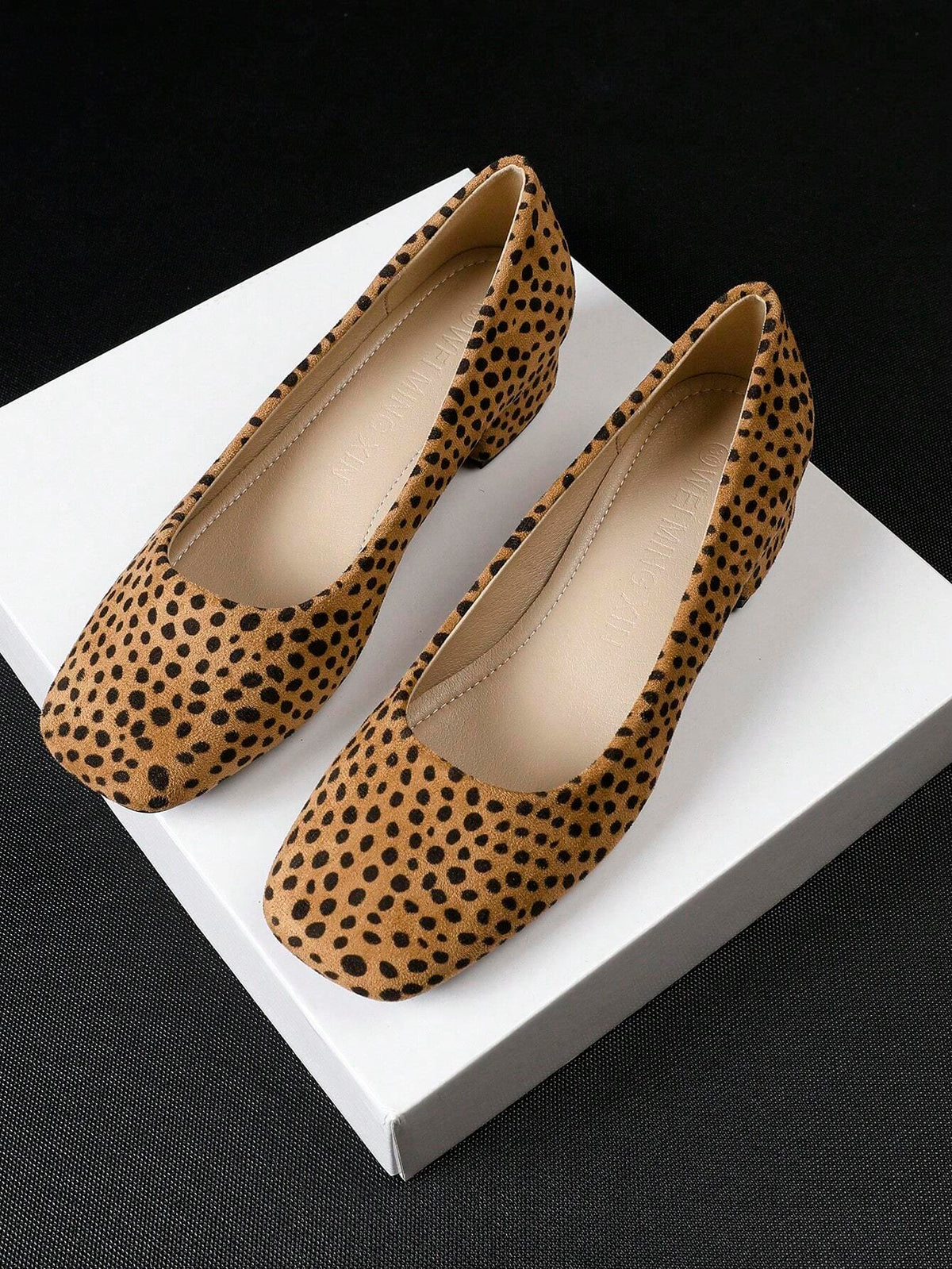 New Polka Dot Thick Heel Slip-On Square Toe Loafers Comfort Casual Flats For Women, Plus Size