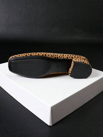 New Polka Dot Thick Heel Slip-On Square Toe Loafers Comfort Casual Flats For Women, Plus Size