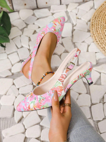 New Rhinestone Embellished Pointed Toe High Heel Pumps, Fashionable And Elegant Ladies