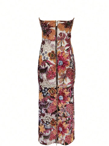 New Sequin Fitted Hollow Out Sexy Off Shoulder Evening Dress For Women, Elegant