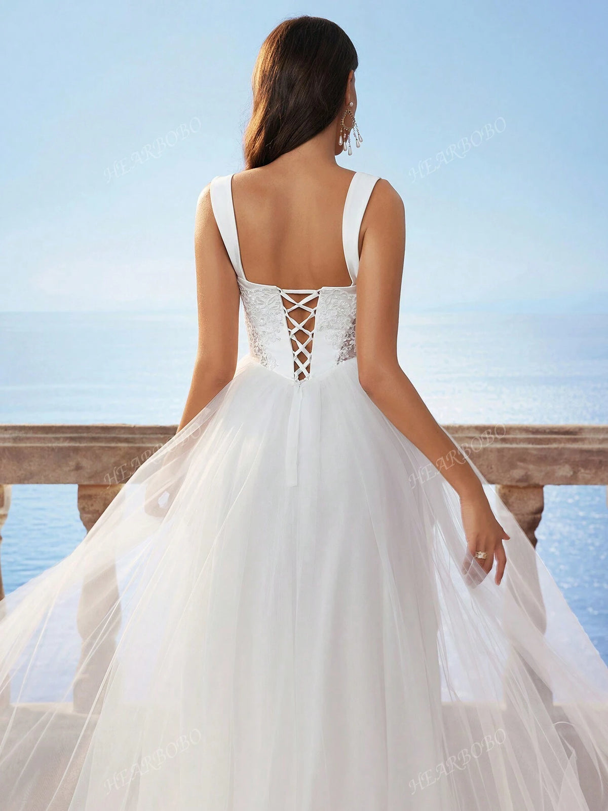 New Sleeveless White Lace Hollow Waist Mesh Long Dress, Bridal Wedding Dress For Bride, Can Be Worn To Wedding Events And Everyday