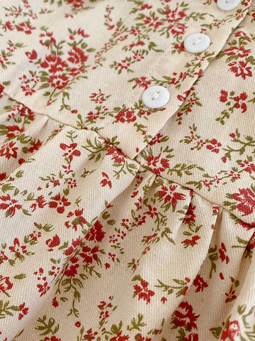 New Spring/Autumn Girls Dolly Collar Ditsy Floral Princess Dress