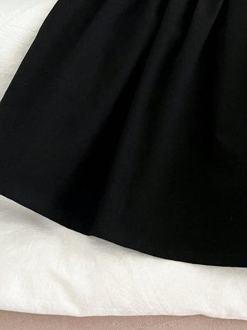 New Spring/Autumn Korean Retro Young Girl Patchwork Ruffle Puff Sleeve Princess Dress